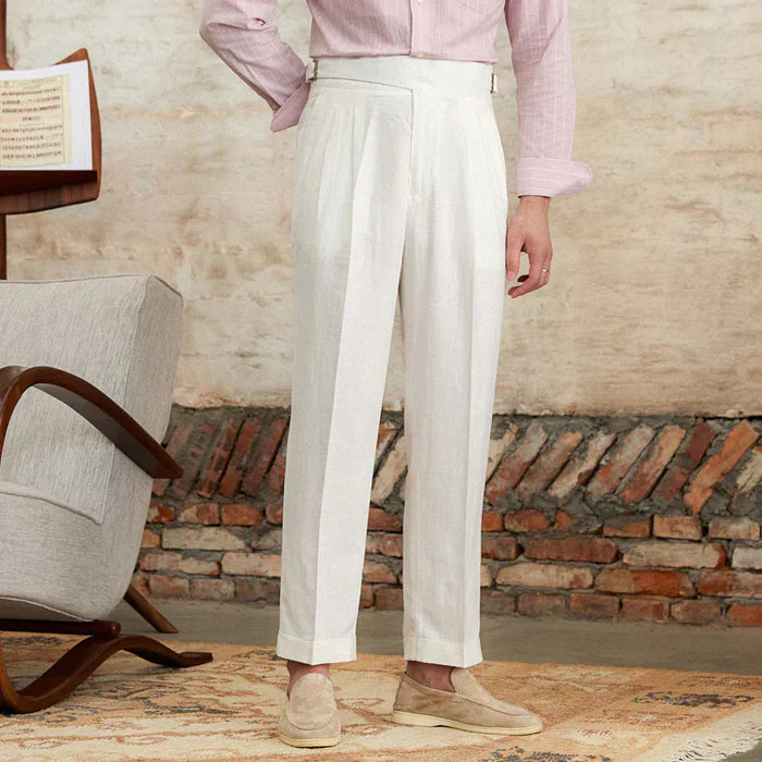 Linen blend pleated trousers PuraEleganza